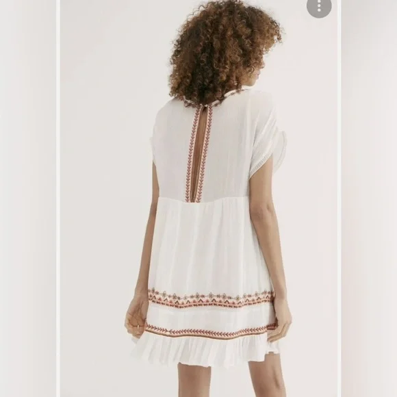 Free People Sunrise Wanderer boho mini dress white XS S - Picture 3 of 7